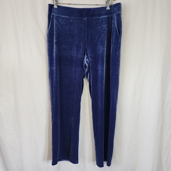 Talbots Blue Velvet Pull Up Stretch Joggers Straight Leg Size L - Picture 1 of 5